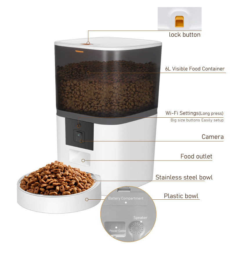 Automatic Pet Feeder with HD Camera & App Control 6L | PawField