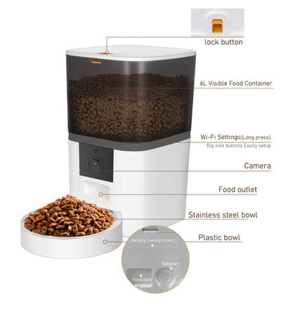 Automatic Pet Feeder with HD Camera & App Control 6L | PawField